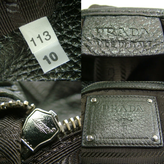 Prada Cervo Shine Metallic Vitadino Tote Grey 10 of 10