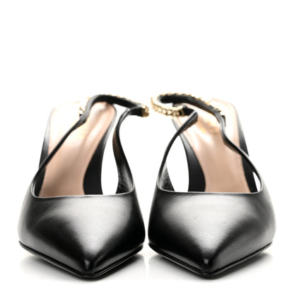 Gucci Malaga Kid 85mm Slingback Pumps 37 Black 3 of 10