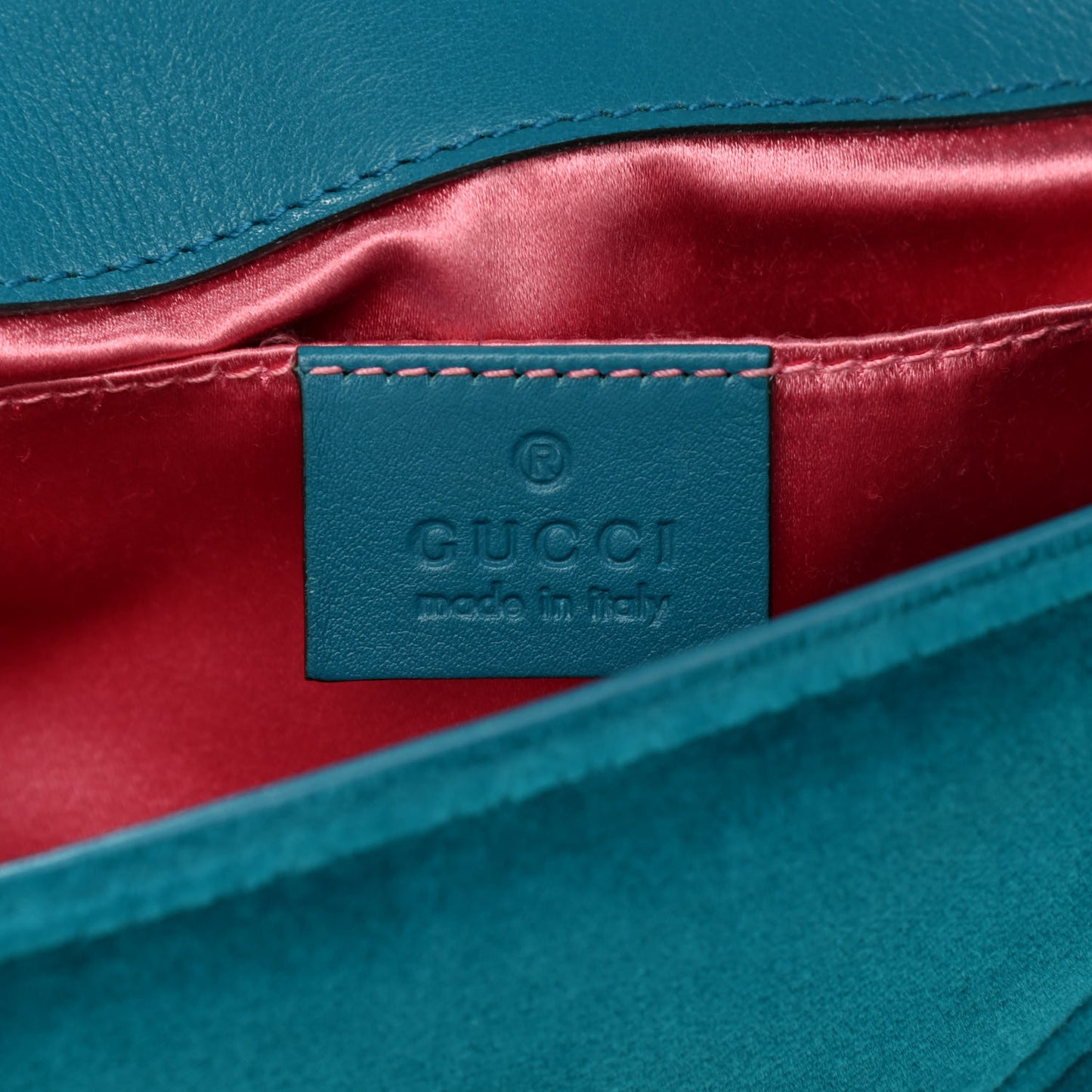 Velvet Matelasse Mini GG Marmont Shoulder Bag Pavone Cyan