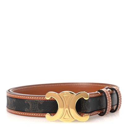 Celine Canvas Calfskin Medium 25mm Triomphe 85 34 Belt Tan 1 of 7