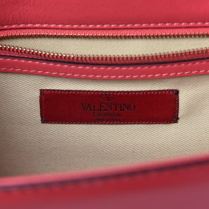 Valentino Garavani Vitello Medium Glam Lock Rockstud Flap Deep Rose Scarlet Grey Green 6 of 10