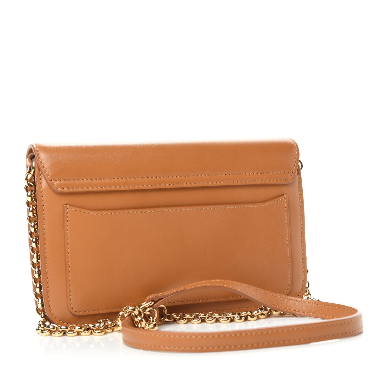 Calfskin Suede C Clutch With Chain Autumnal Brown