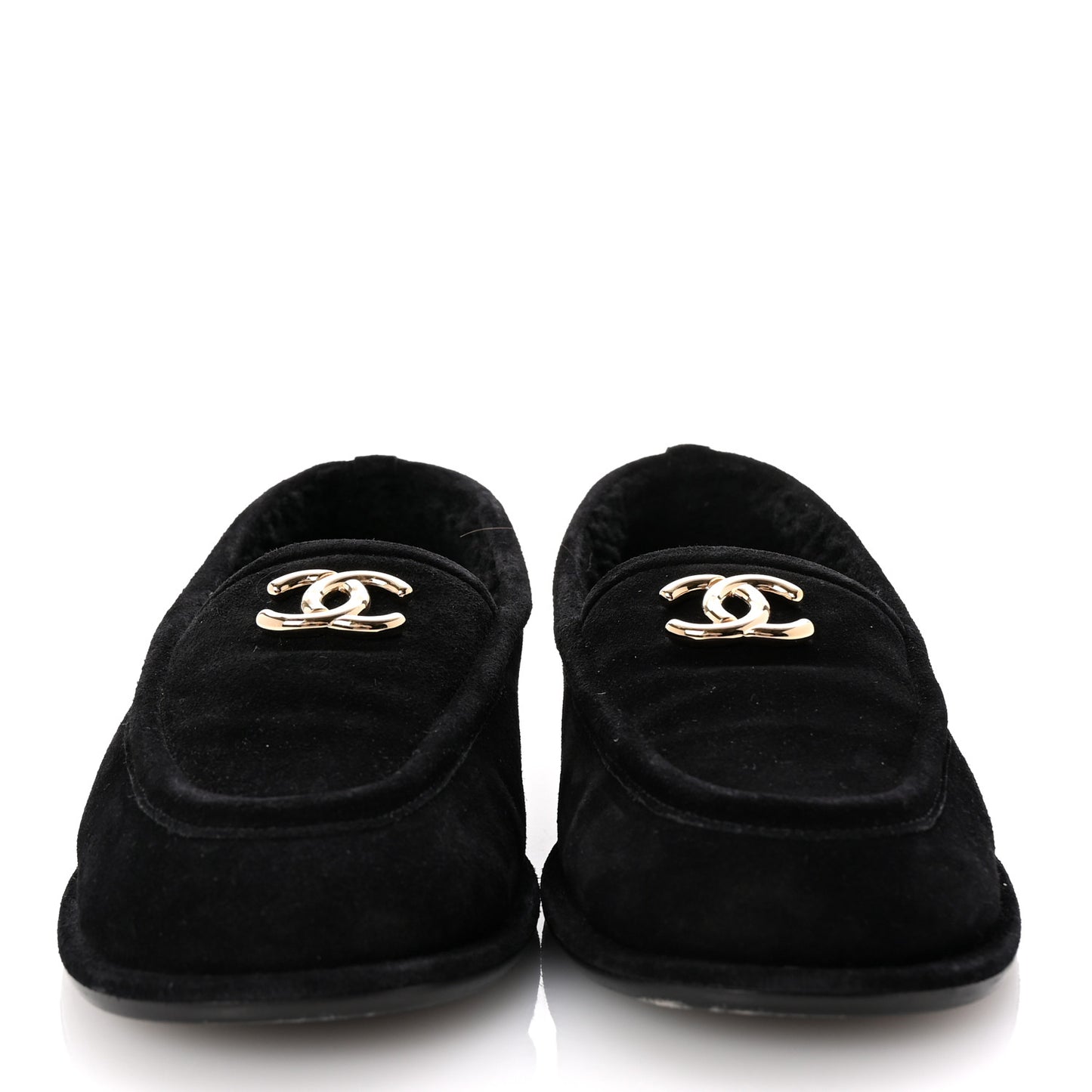 Suede Calfskin CC Loafers 38 Black