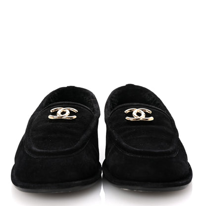 Chanel Suede Calfskin CC Loafers 38 Black 3 of 10