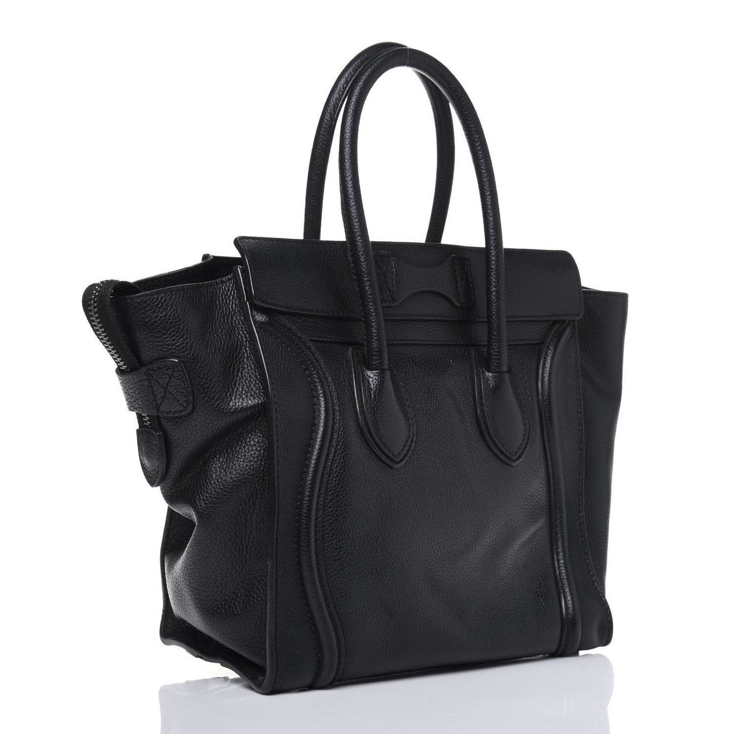 Drummed Calfskin Micro Luggage Black