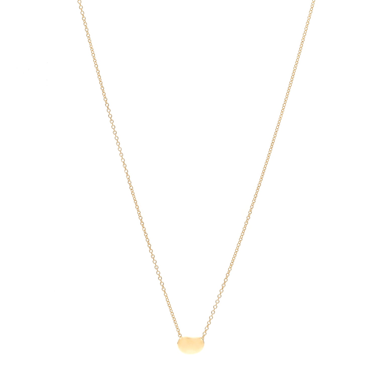 Tiffany 18K Yellow Gold 6.5mm Elsa Peretti Bean Pendant Necklace 1 of 6
