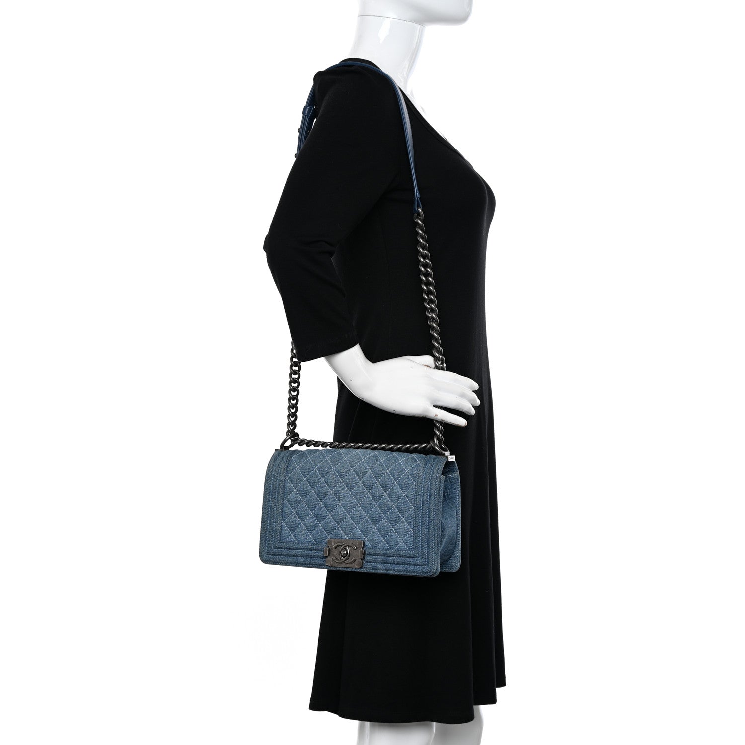 Chanel Denim Quilted Medium Boy Flap Blue 2 of 10
