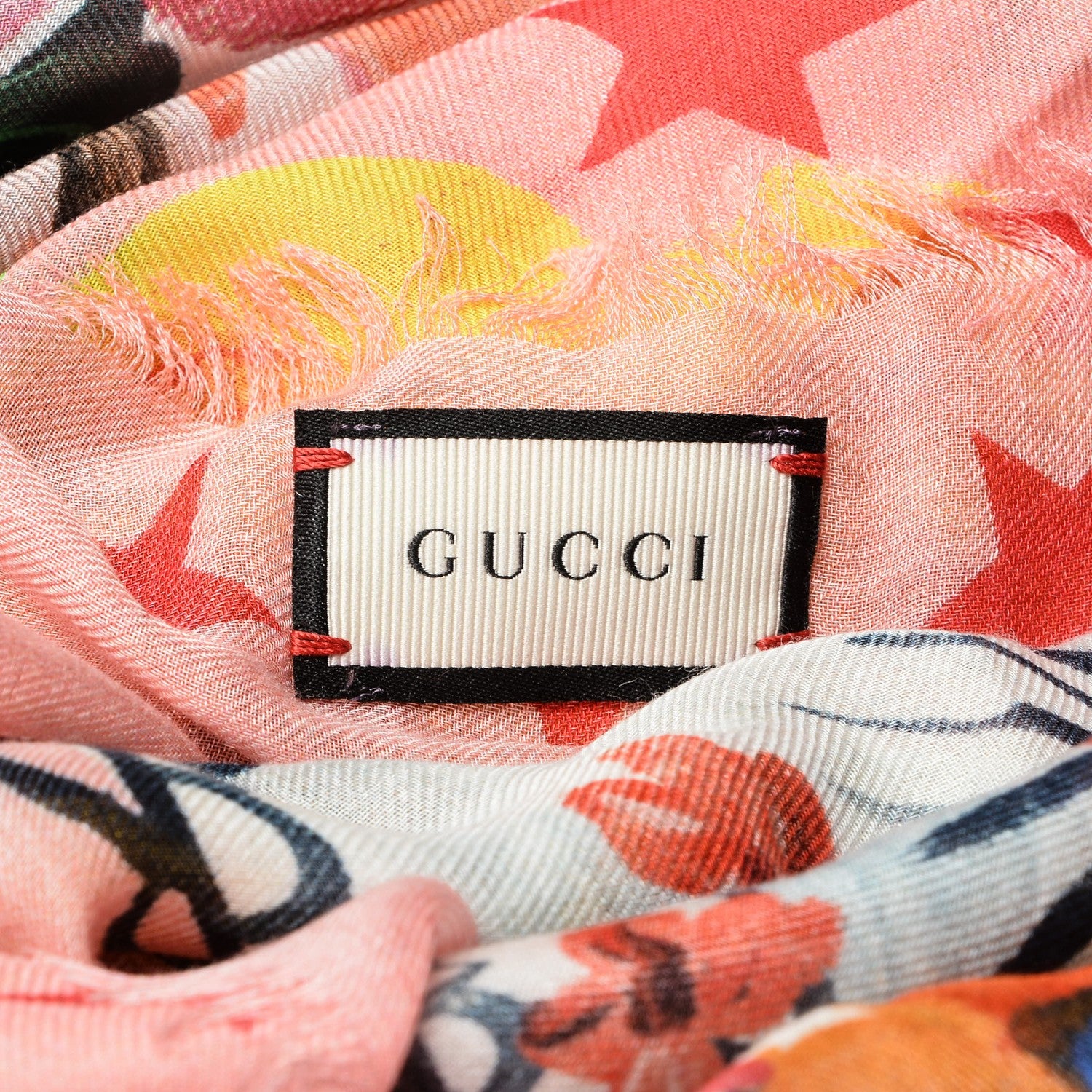 Gucci Modal Silk Garden Print Shawl White 5 of 5