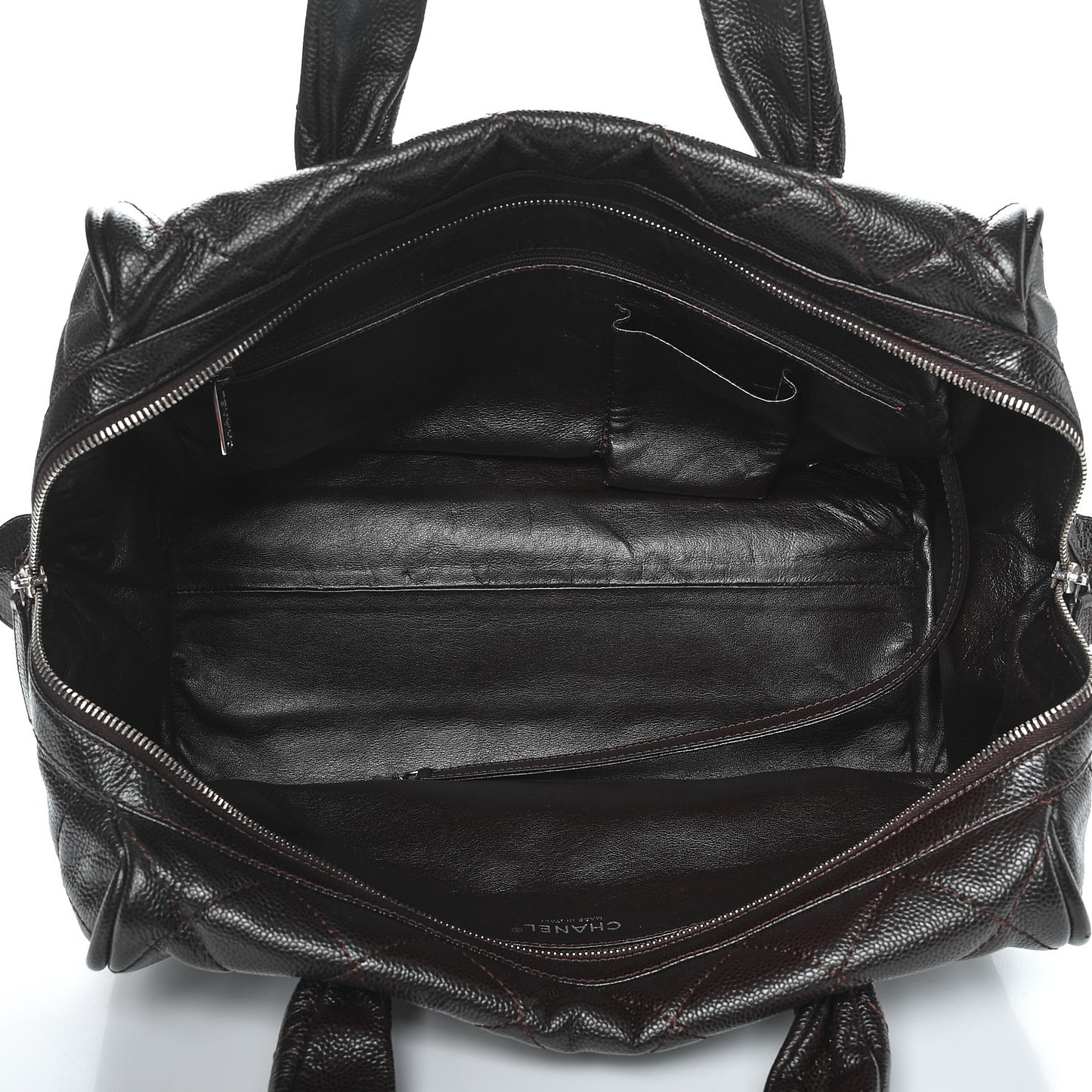 Caviar Quilted CC Timeless Bowler Brown