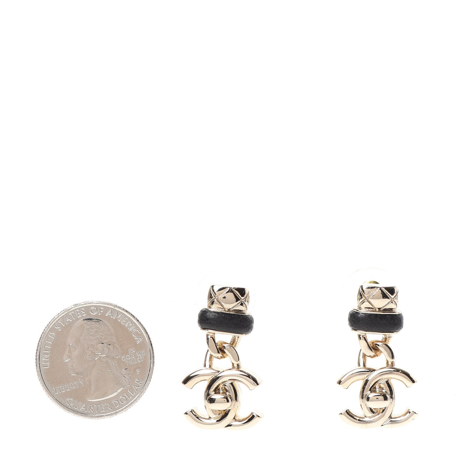 Chanel Lambskin CC Turnlock Drop Earrings Gold Black 2 of 5