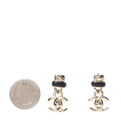 Chanel Lambskin CC Turnlock Drop Earrings Gold Black 2 of 5