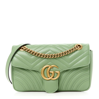Gucci Calfskin Matelasse Small GG Marmont Shoulder Bag Salamander Green 1 of 11