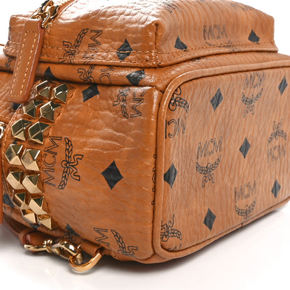 MCM Visetos Side Stud X-Mini Stark Bebe Boo Backpack Cognac 8 of 9