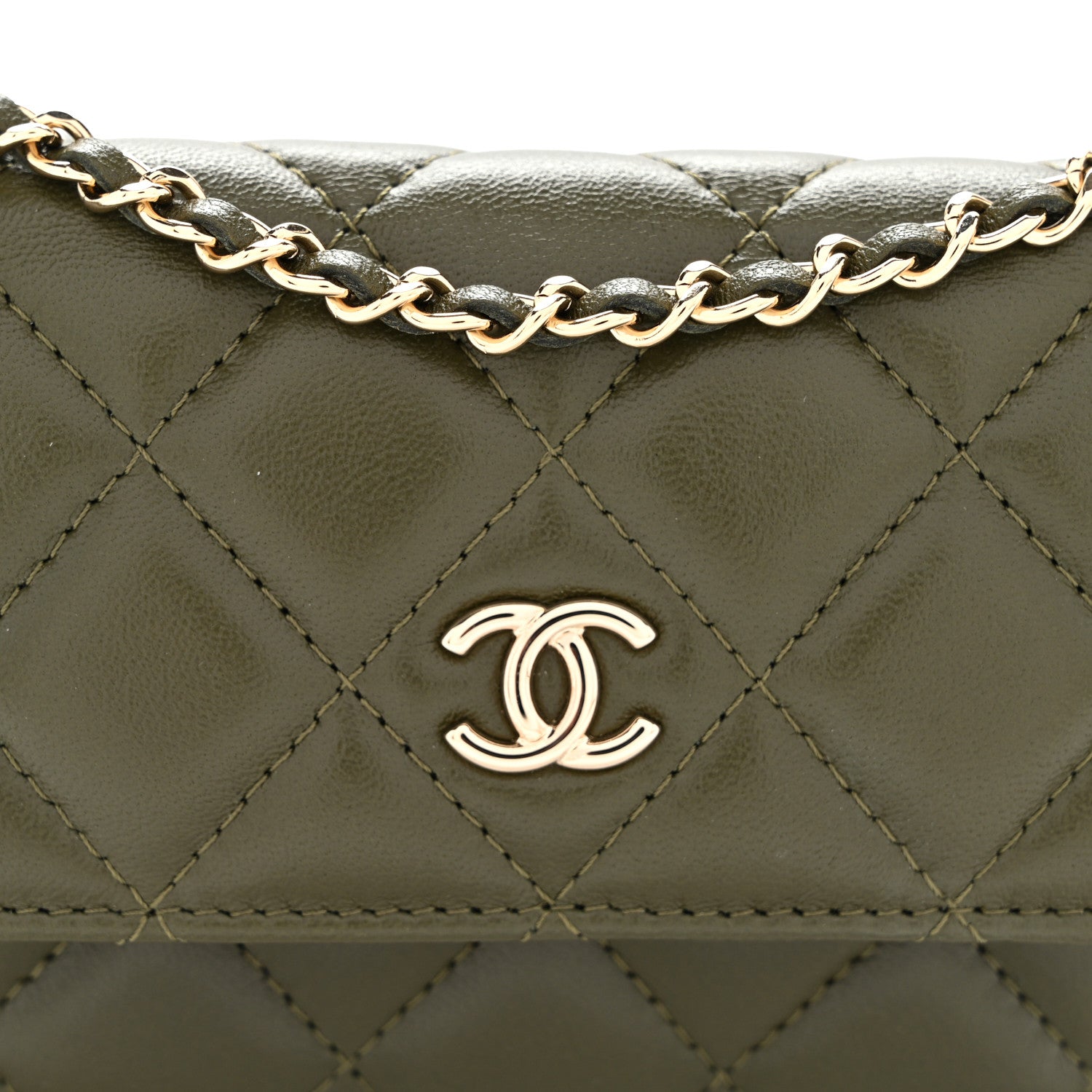 Chanel Lambskin Quilted Clutch With Chain Green 9 of 11