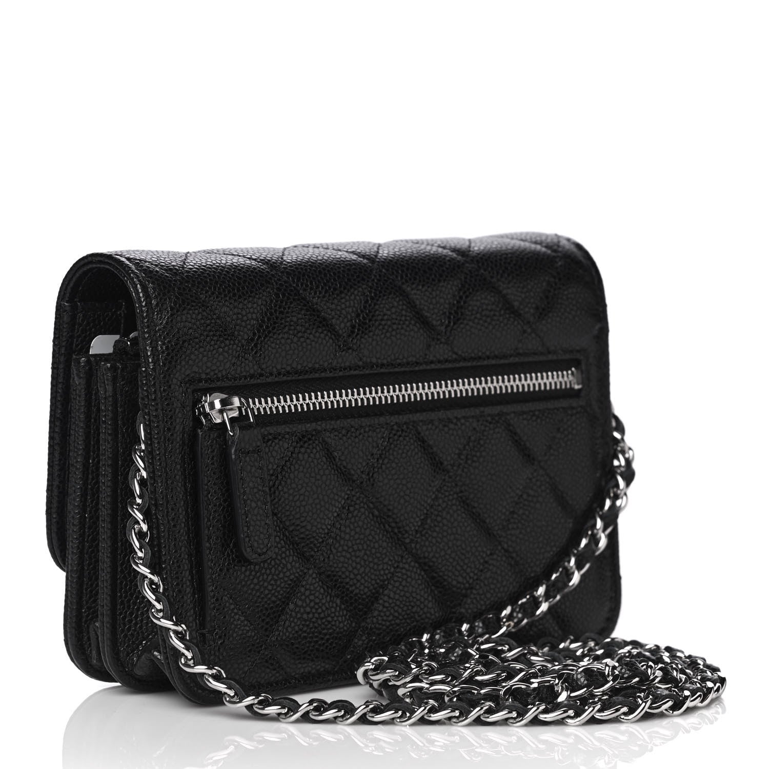 Chanel Caviar Quilted Mini Wallet On Chain WOC Black 2 of 5