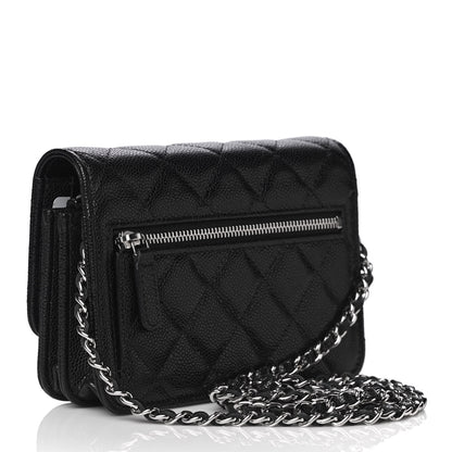 Chanel Caviar Quilted Mini Wallet On Chain WOC Black 2 of 5