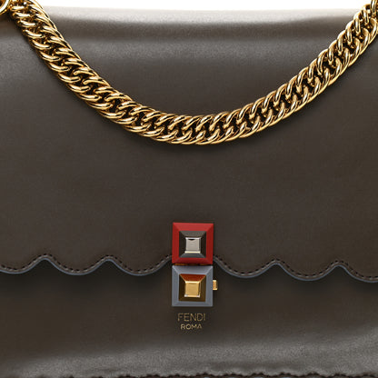 Fendi Vitello Liberty Scalloped Studded Kan I Shoulder Bag Carbone 8 of 11