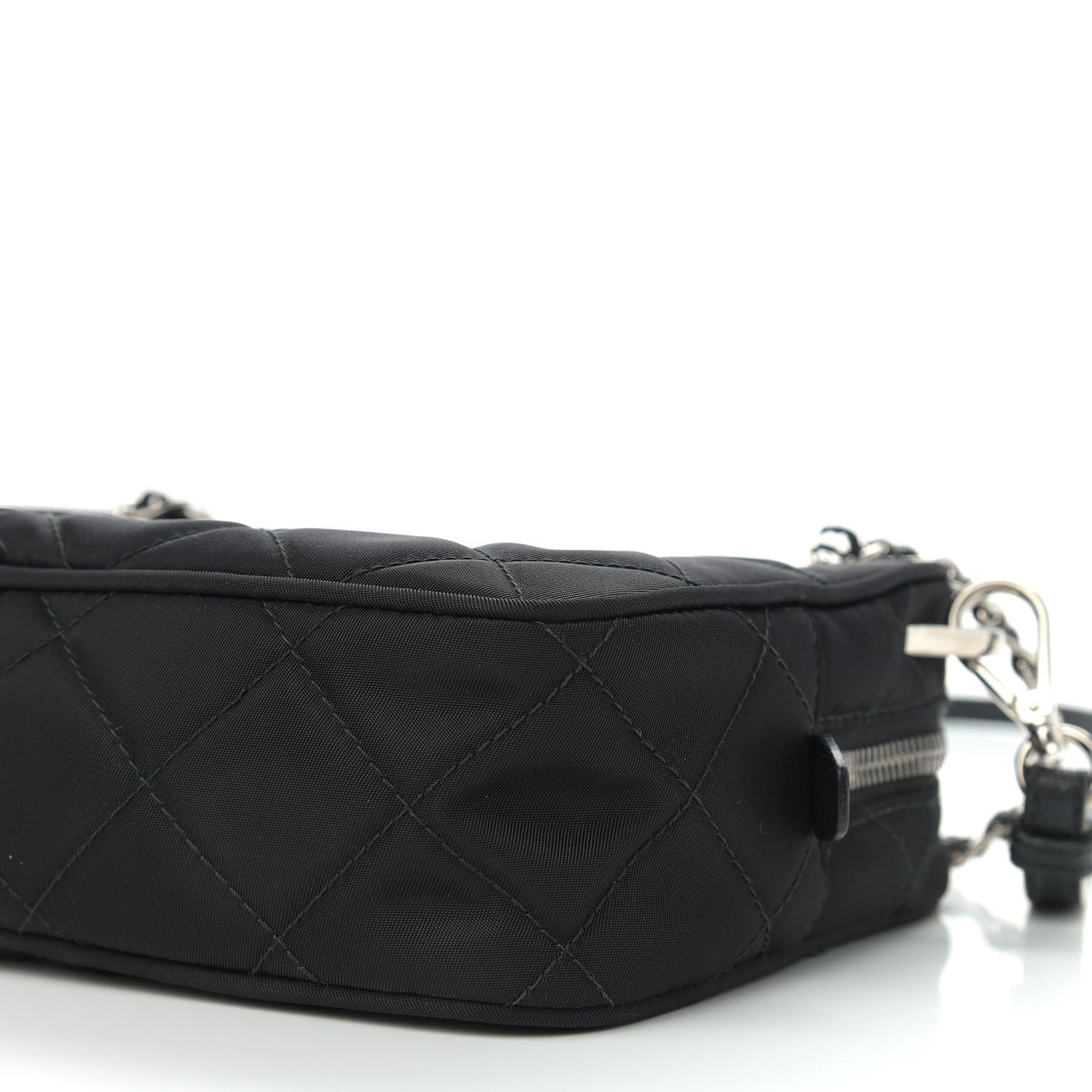 Nylon Tessuto Impuntu Quilted Shoulder Bag Black