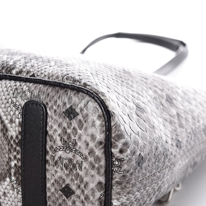 MCM Visetos Snakeskin Embossed Medium Shopper Tote Grey 12 of 13