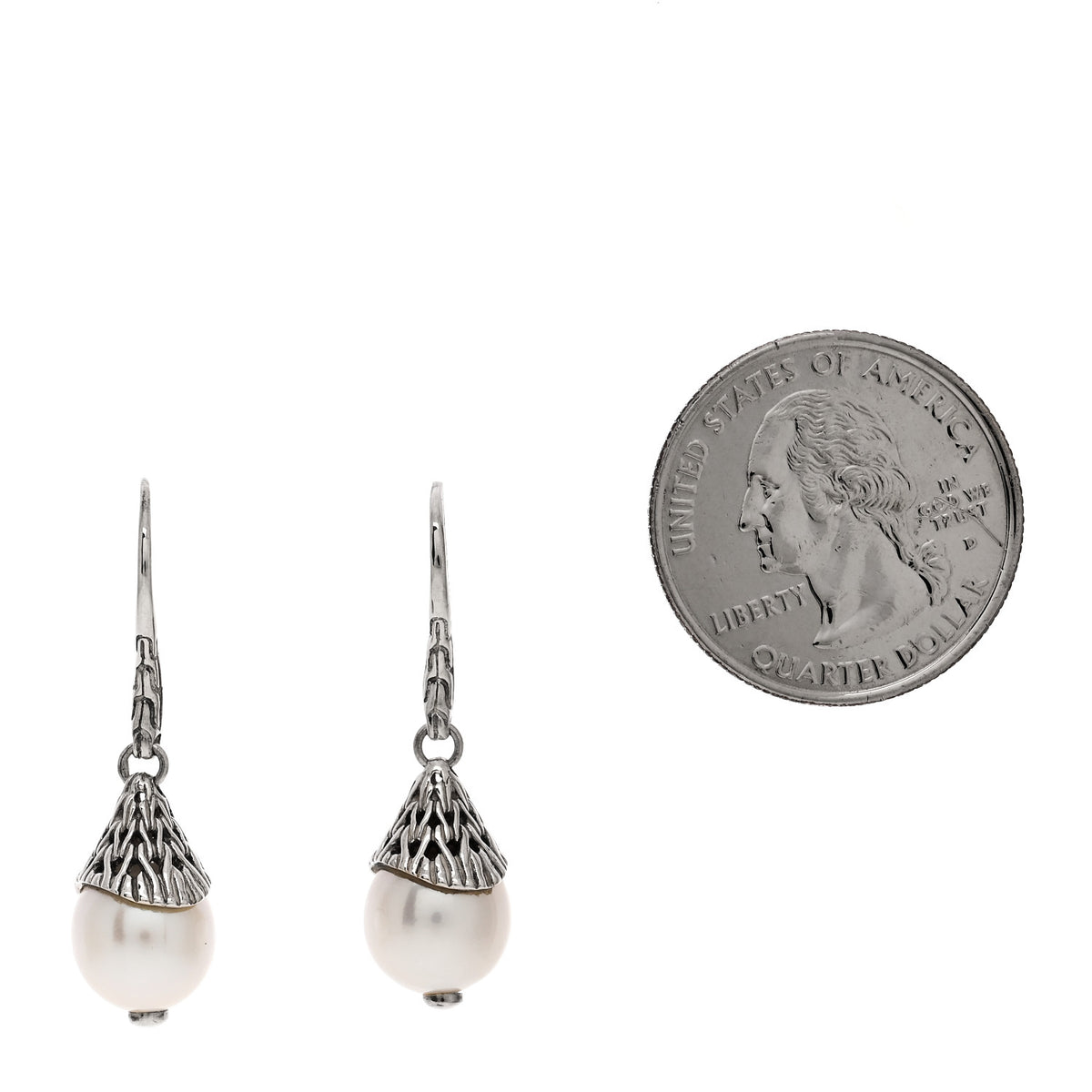 John Hardy Sterling Silver Freshwater Cultured Pearl Classic Chain Drop Earrings 2 of 4