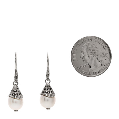 John Hardy Sterling Silver Freshwater Cultured Pearl Classic Chain Drop Earrings 2 of 4