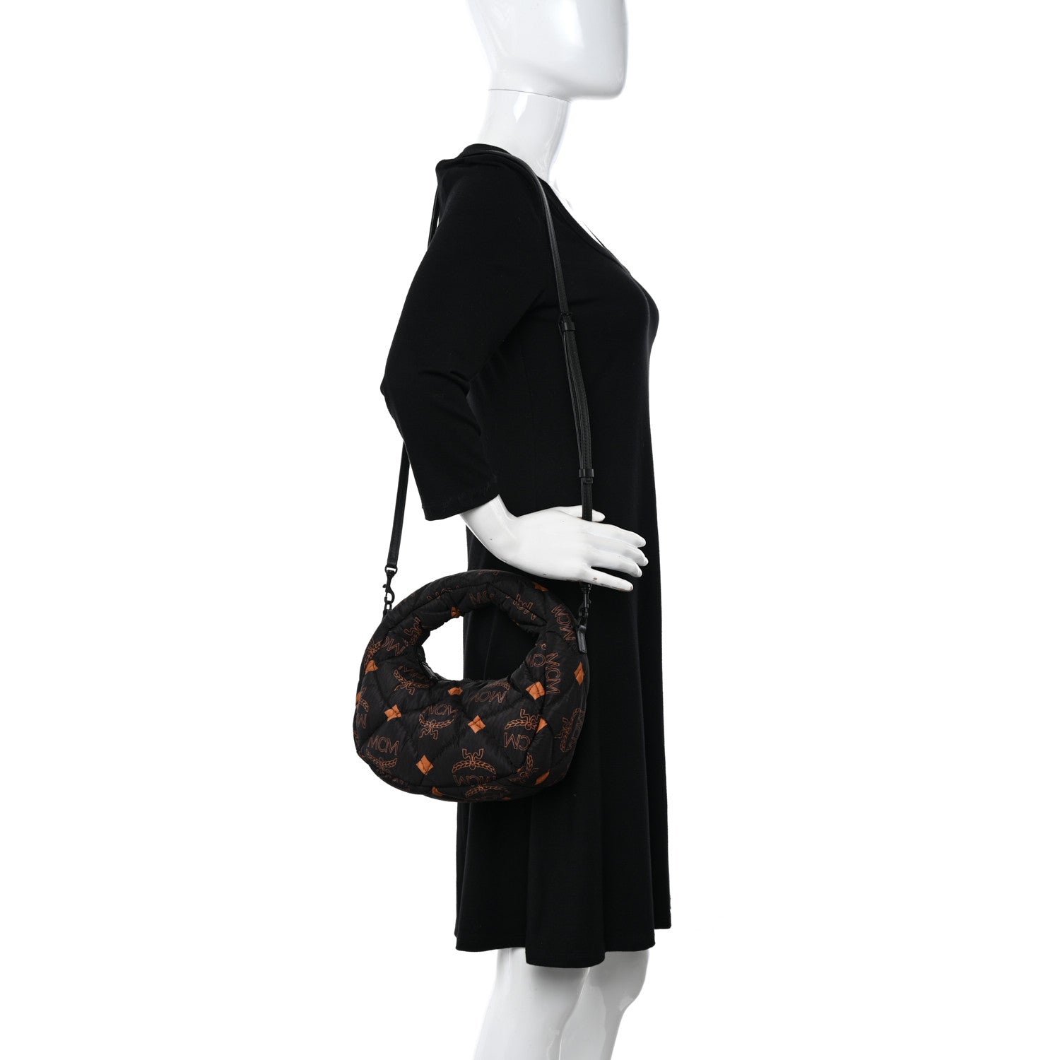 MCM Maxi Visetos Nylon Quilted Mini Aren Hobo Black 2 of 9