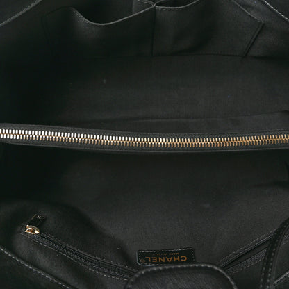 Chanel Grained Calfskin Stitched Large Label Click Shopper Tote Black 5 of 10
