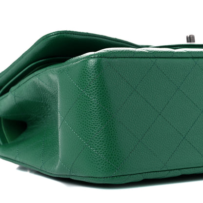 Chanel Caviar Quilted Jumbo Double Flap Green 7 of 12