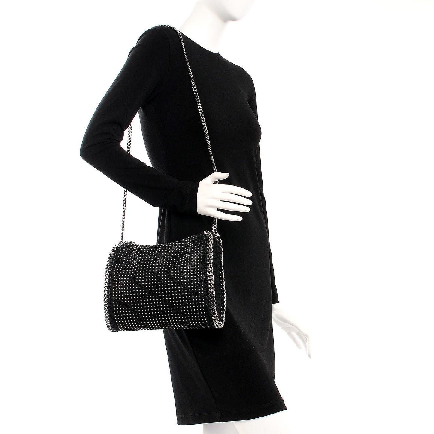 Shaggy Deer All Over Studs Mini Falabella Tote Black