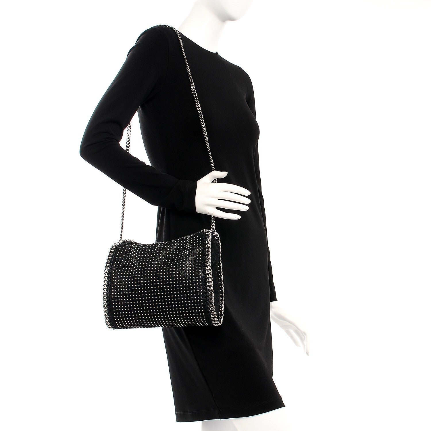 Stella McCartney Shaggy Deer All Over Studs Mini Falabella Tote Black 2 of 8