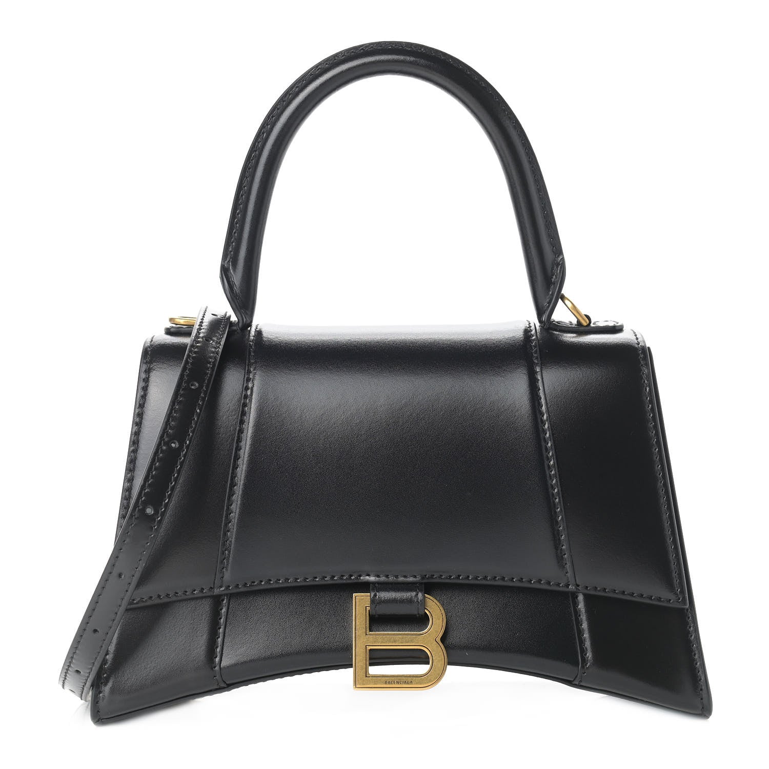 Balenciaga Shiny Box Calfskin Small Hourglass Top Handle Bag Black 1 of 12