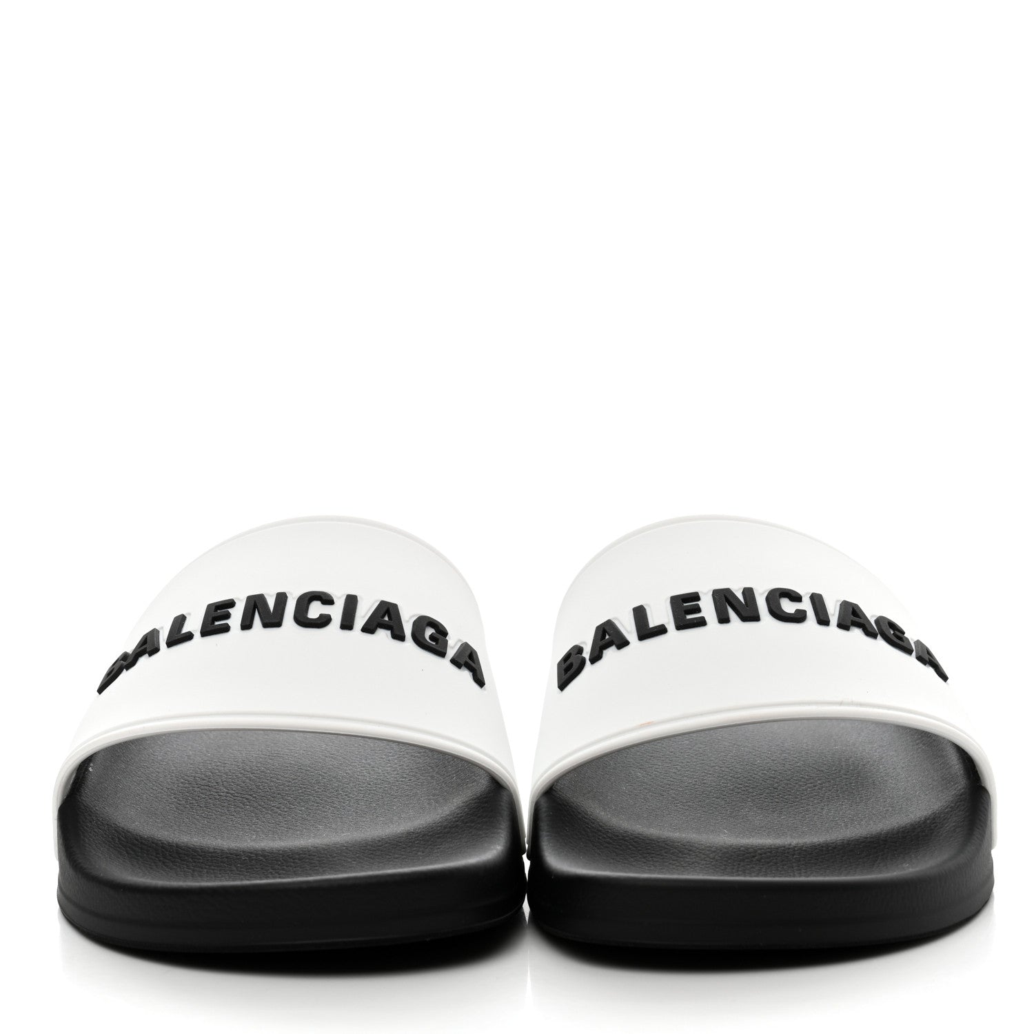 Balenciaga Rubber Womens Logo Pool Slide Sandals 39 Black White 2 of 6