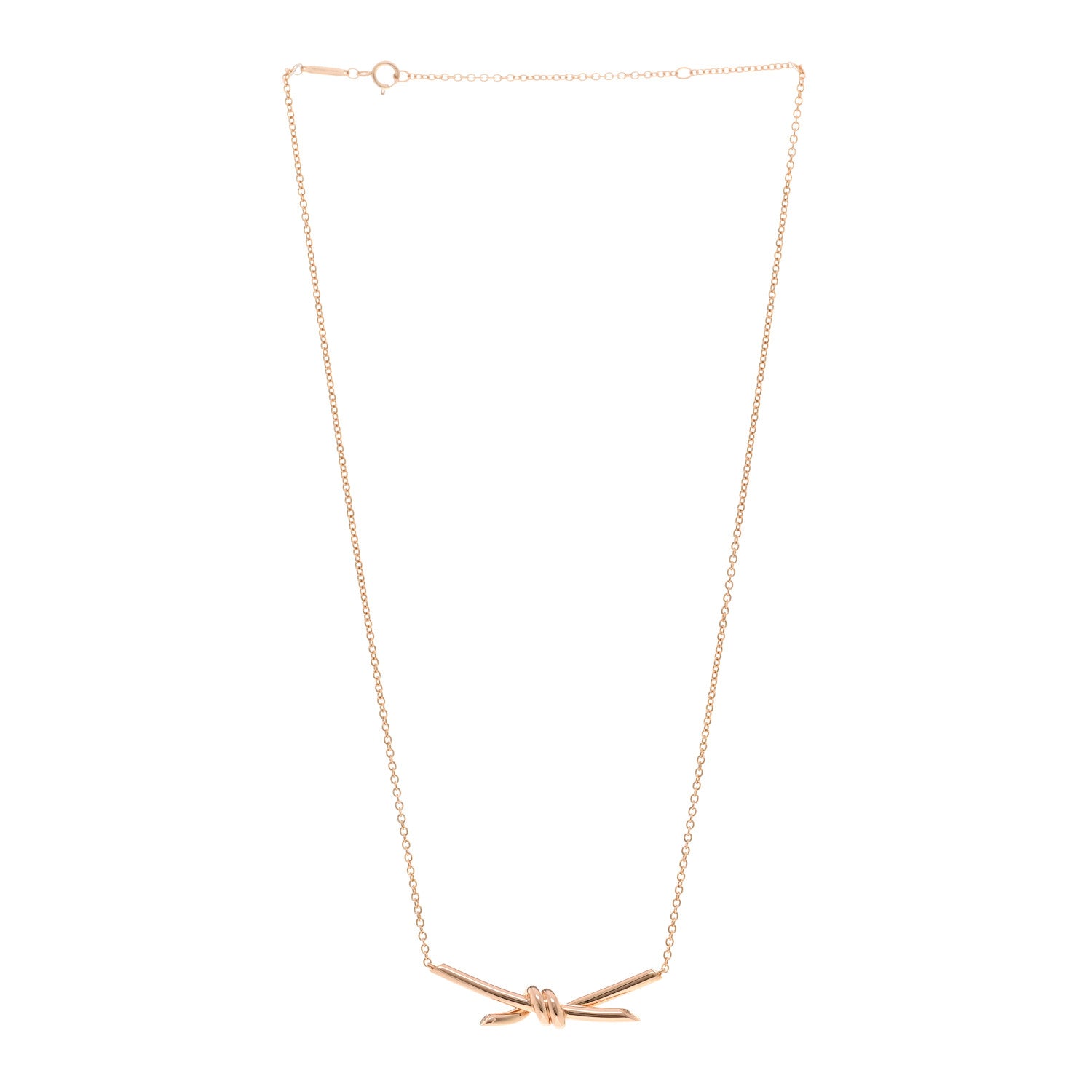 Tiffany 18K Rose Gold Knot Necklace 3 of 5