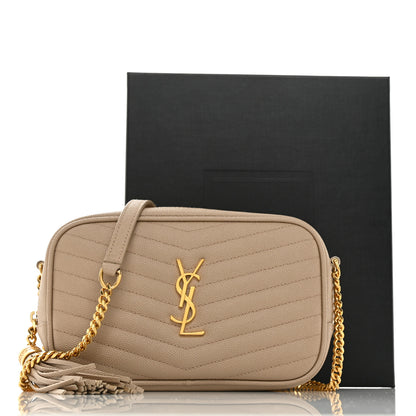 Saint Laurent Grain De Poudre Matelasse Monogram Mini Lou Camera Bag Dark Beige 12 of 12