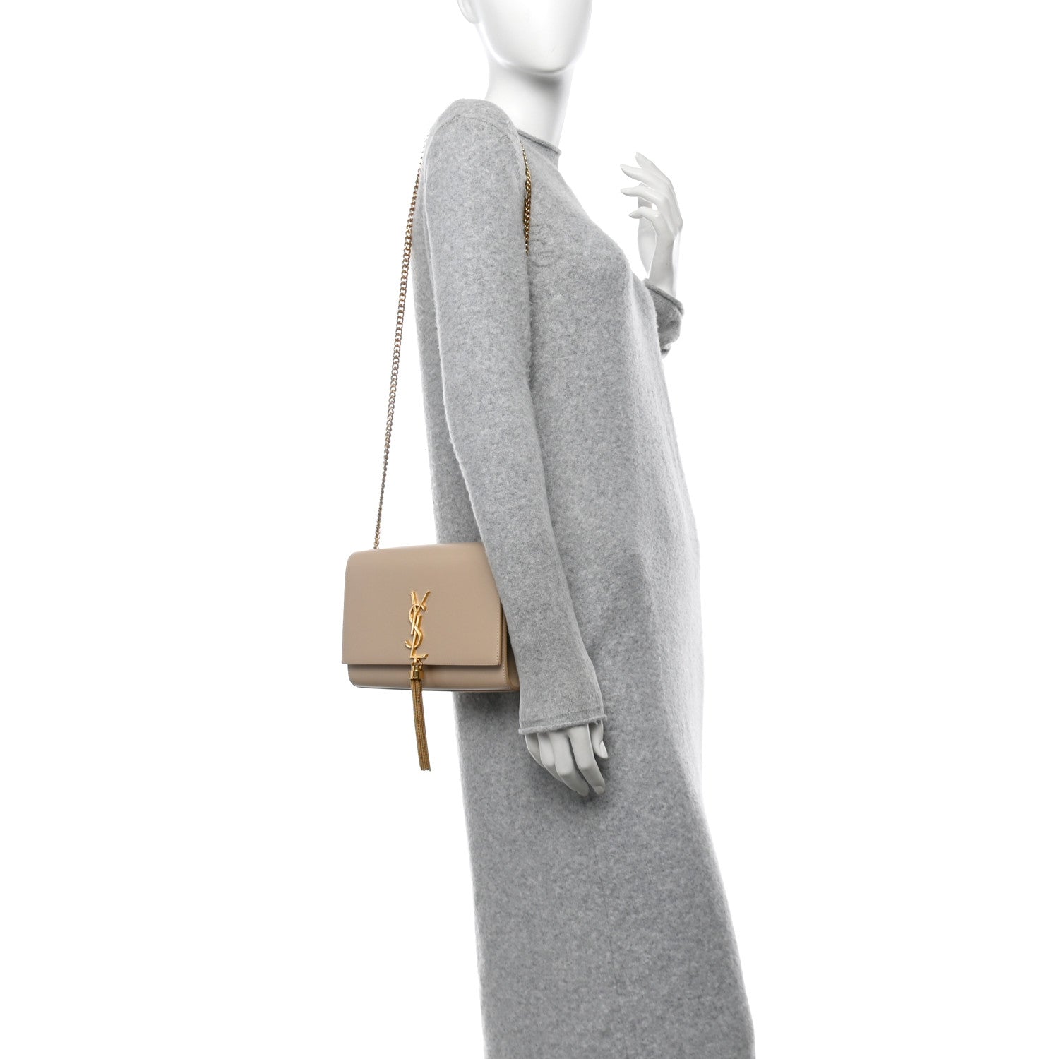 Saint Laurent Smooth Calfskin Medium Classic Monogram Kate Tassel Satchel Nude Powder 2 of 13
