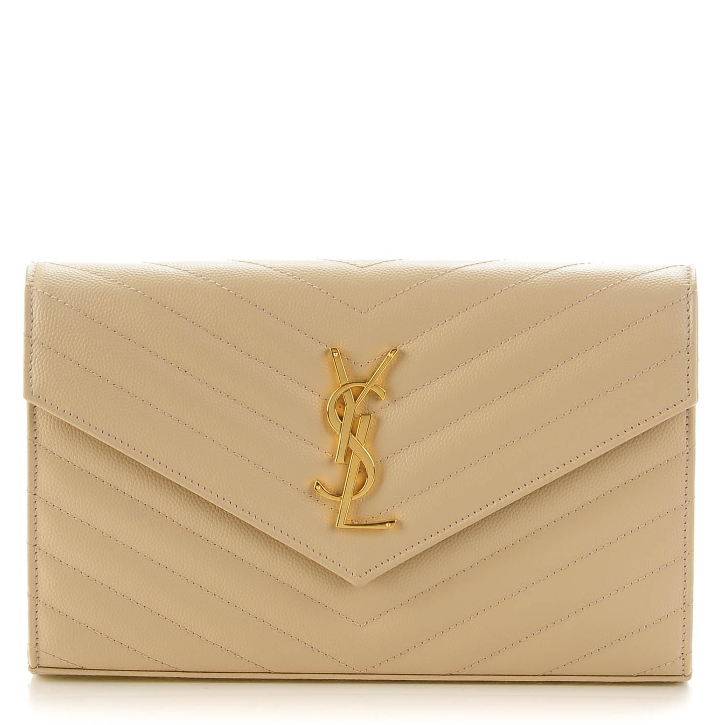 Grain De Poudre Matelasse Chevron Monogram Chain Wallet Nude Powder