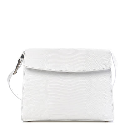 Balenciaga Patent Calfskin Lizard Embossed Medium Ghost Shoulder Bag Optic White 1 of 8