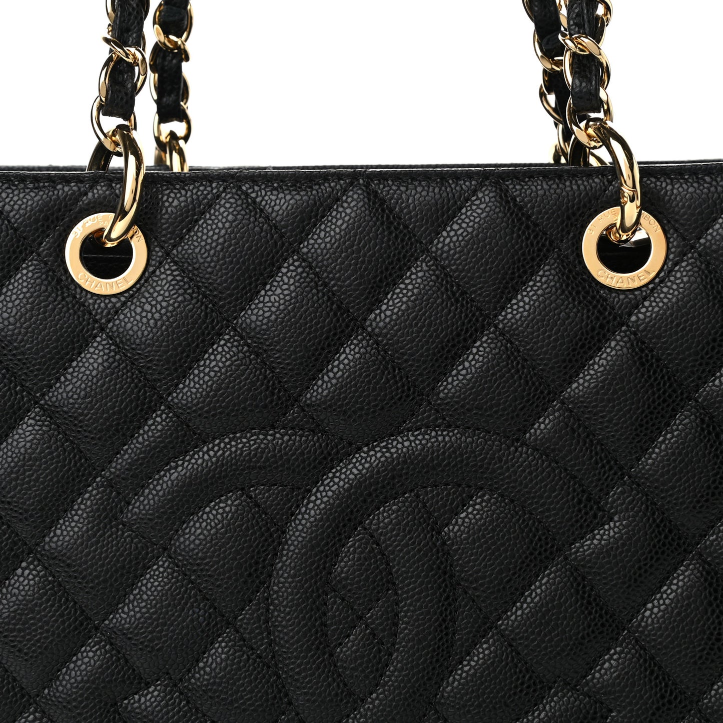 Caviar Quilted Grand Shopping Tote GST Black