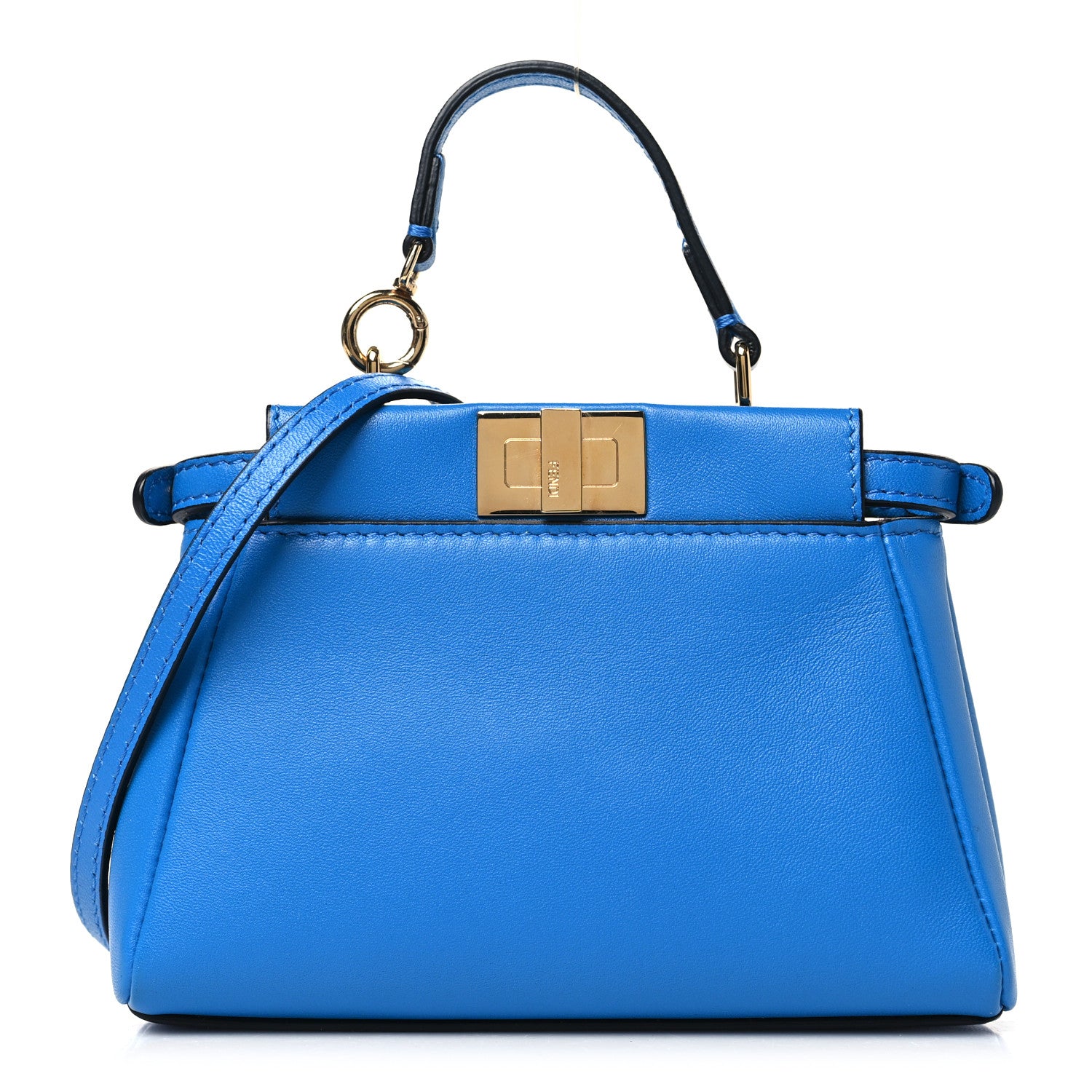 Fendi Shiny Nappa Micro Peekaboo Iconic Satchel Blue Royal 1 of 11