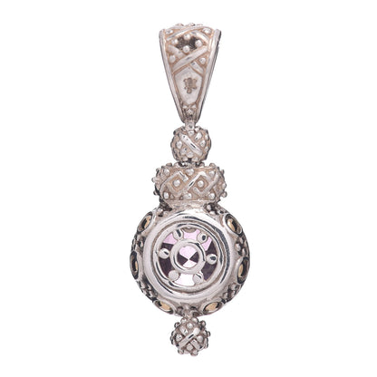John Hardy Sterling Silver 18K Yellow Gold Pink Topaz Diamond Batu Sari Pendant 3 of 4