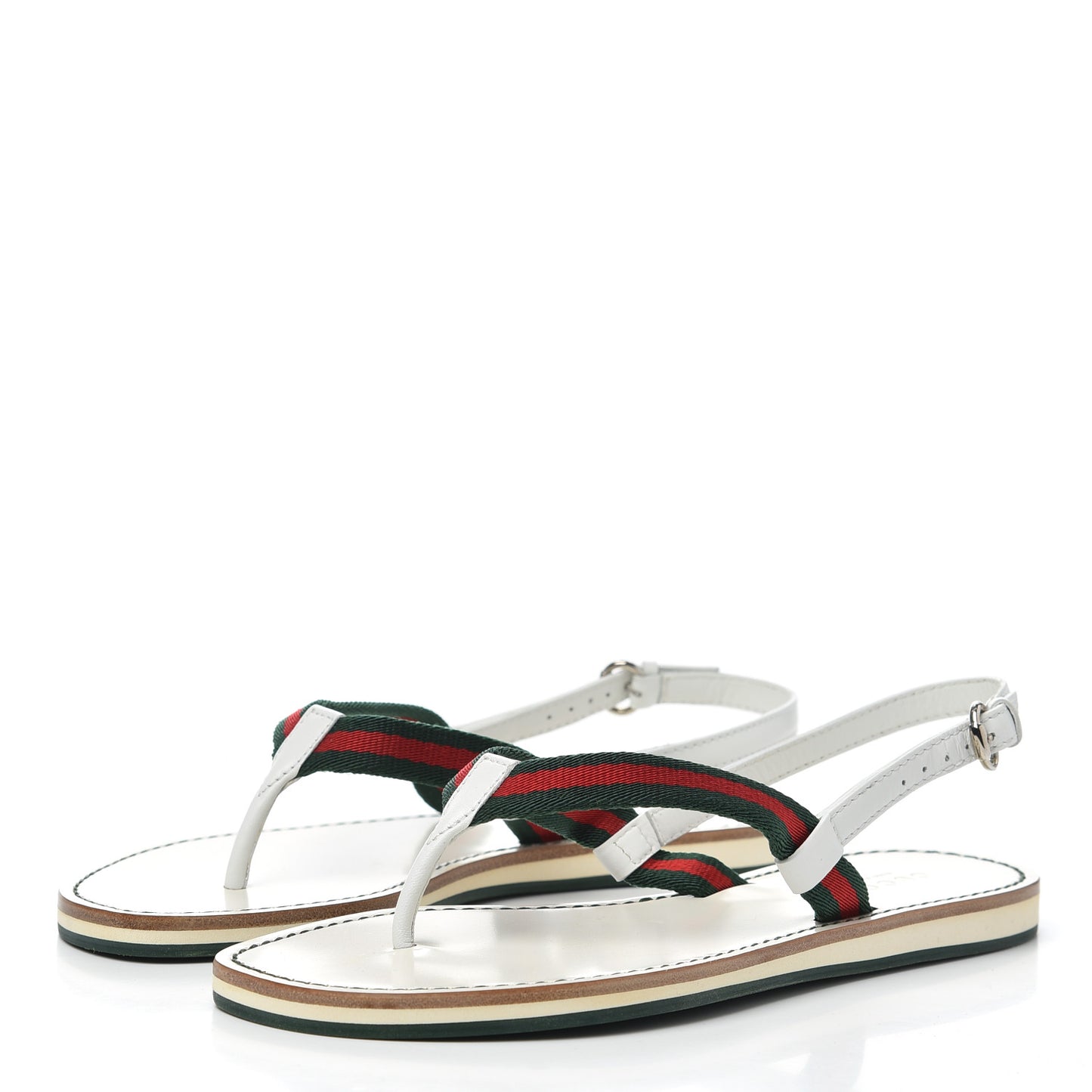 Calfskin Web Thong Sandals 35 White
