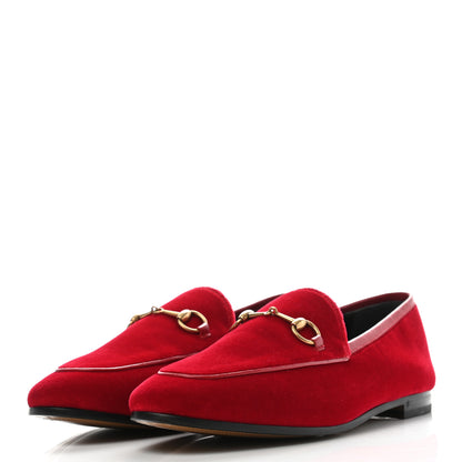 Gucci Velvet Horsebit Womens Jordaan Loafers 39 Hibiscus Red 3 of 10