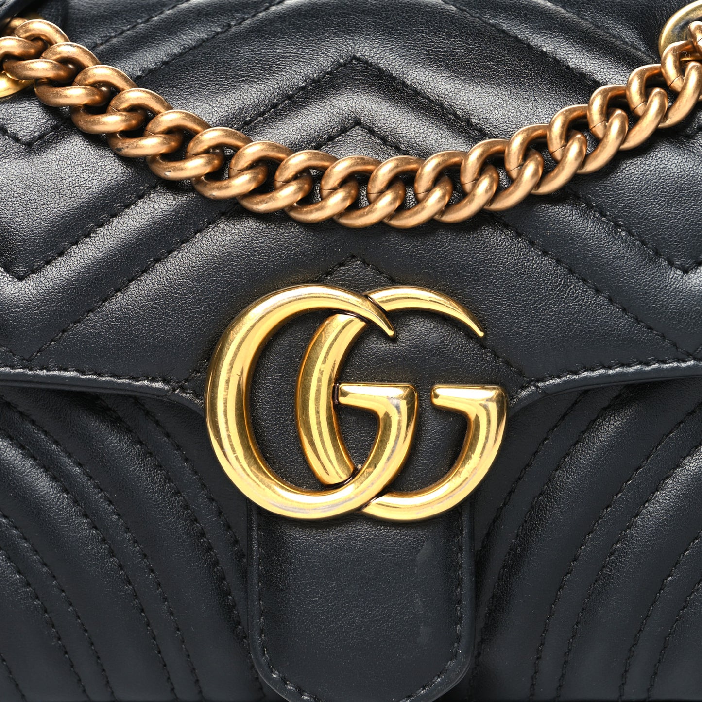 Calfskin Matelasse Mini GG Marmont Shoulder Bag Black