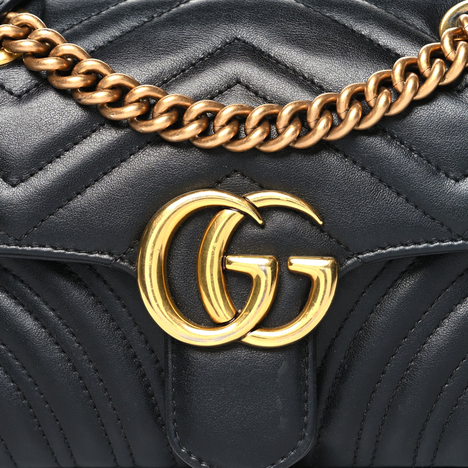 Gucci Calfskin Matelasse Mini GG Marmont Shoulder Bag Black 8 of 12