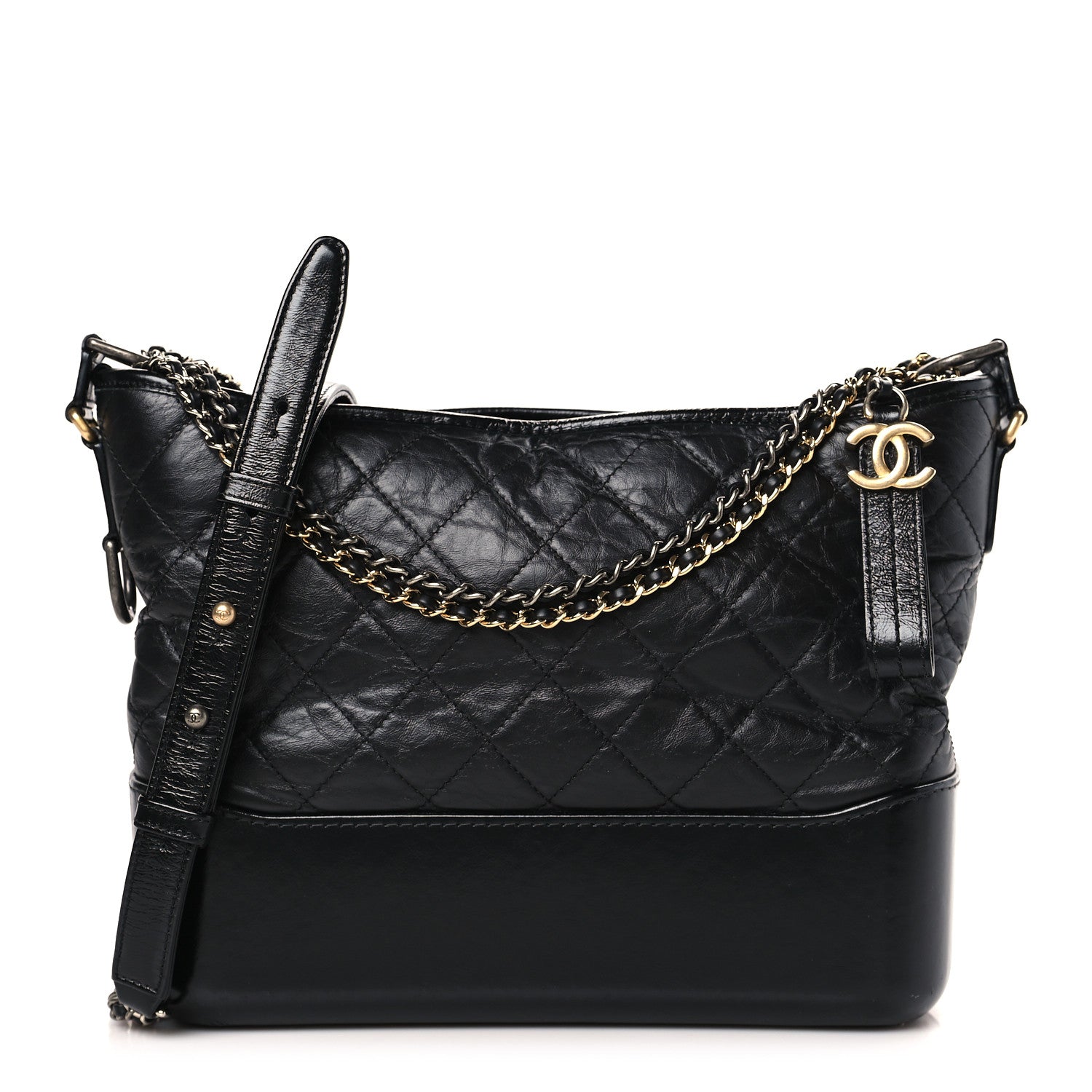 Chanel Aged Calfskin Quilted Medium Gabrielle Hobo Black 1 of 9