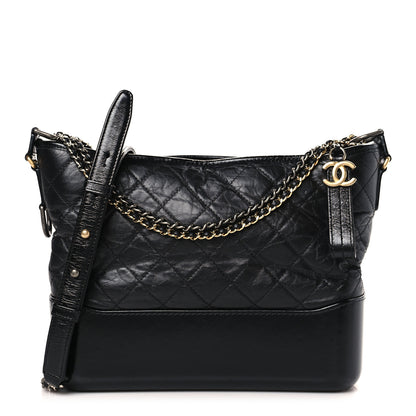 Chanel Aged Calfskin Quilted Medium Gabrielle Hobo Black 1 of 9