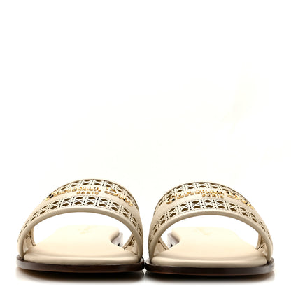 Christian Dior Calfskin Lambskin Micro Cannage D-Lane Flat Slide Sandals 39 Light Ecru 3 of 10