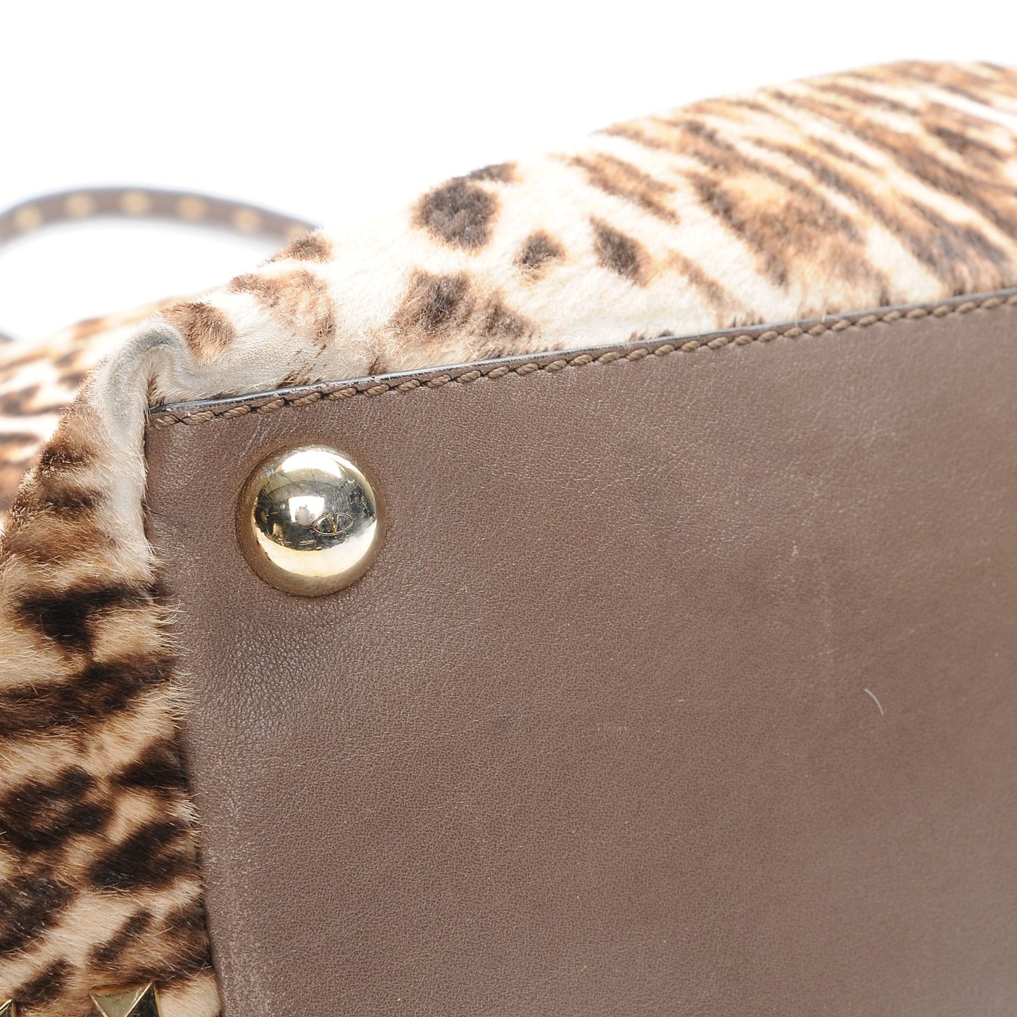 Calf Hair Cavallino Animal Rockstud Dome Satchel Leopard