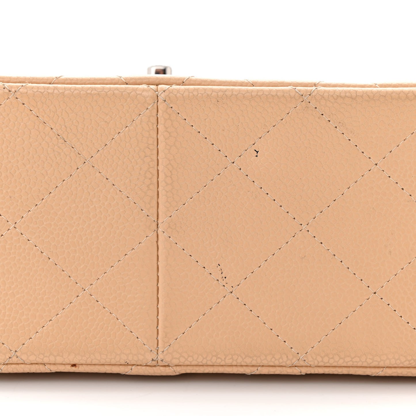 Caviar Quilted Jumbo Double Flap Beige