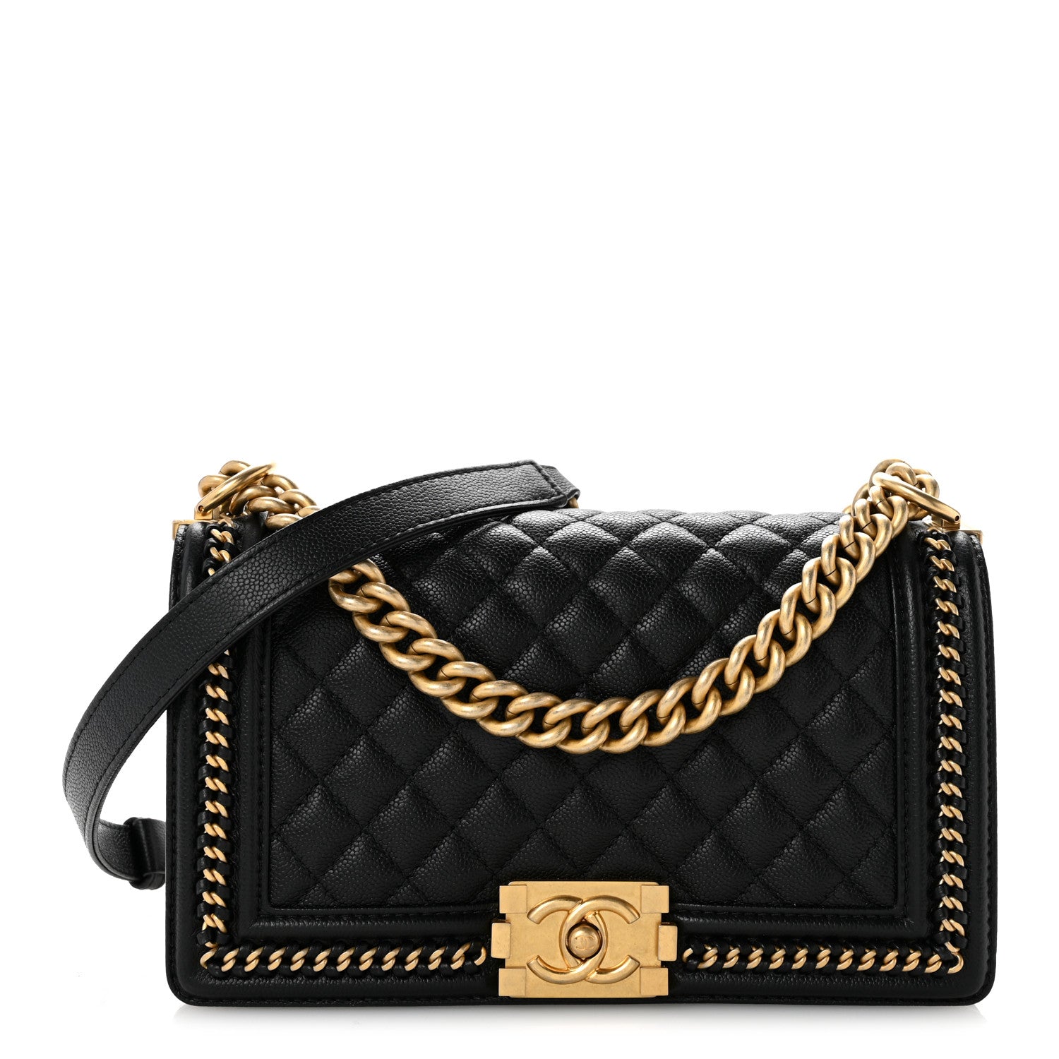 Chanel Caviar Quilted Medium Chain Around Boy Flap Black 1 of 13